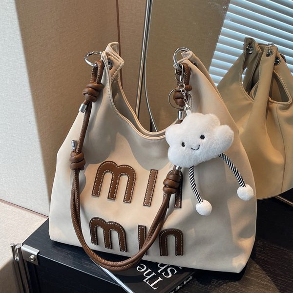 Matte Vintage Women's Large Capacity Shoulder Bag - Casual Tote for Work and Commuting - Spring Summer 2025 Fashion