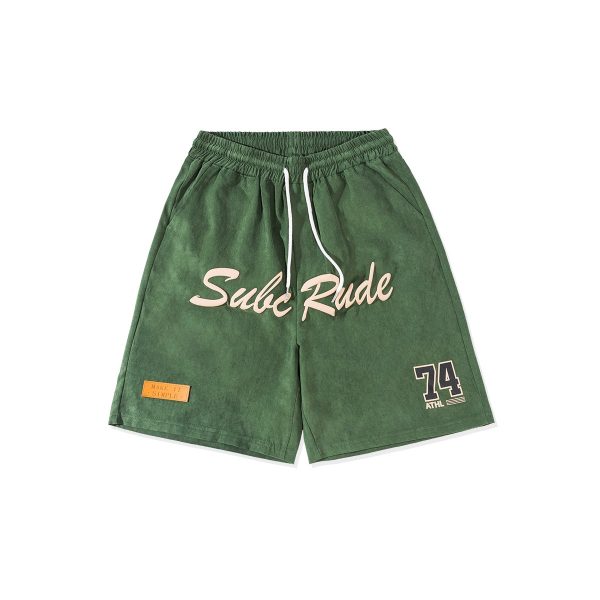 Men's Trendy Loose Casual Sports Shorts with Letter Print, Elastic Waist, Five-Point Design for Street Hip-Hop Style