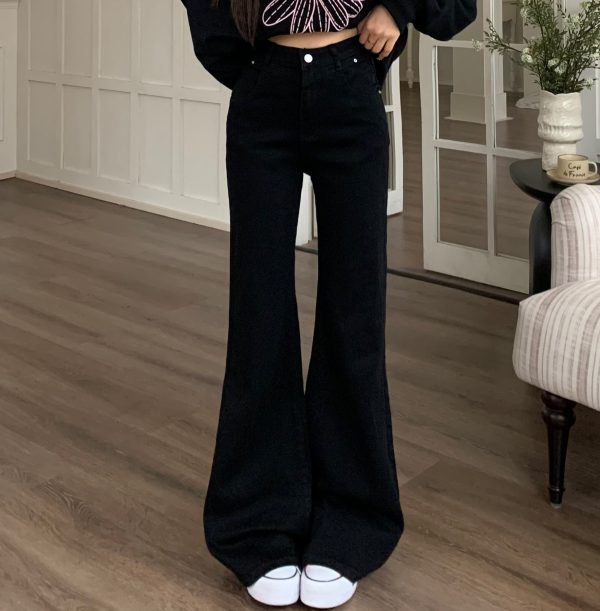 Mid-Waist Flared Jeans for Women - American Style Non-Stick Leg Slimming Pants - Versatile 2025 Spring Fashion