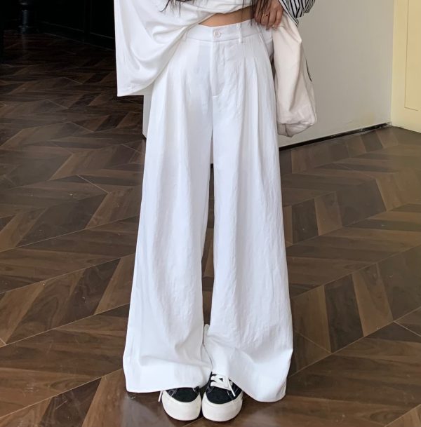 Mid-Waist Loose Slimming Pleated Wide-Leg Trousers for Women - Stylish Non-Selective Leg Type Suit Pants, Perfect for Y2K and Trendy Looks