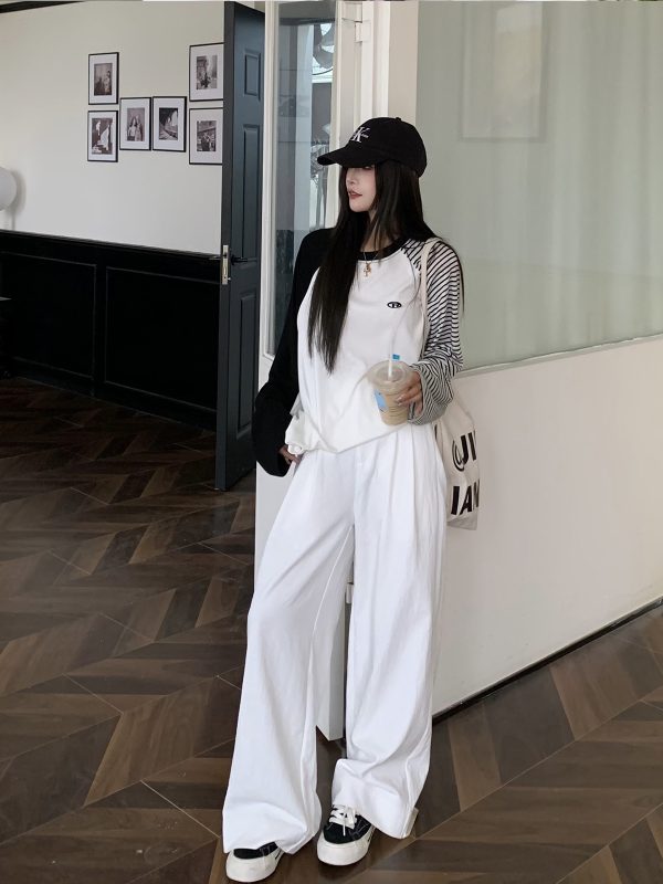 Mid-Waist Loose Slimming Pleated Wide-Leg Trousers for Women - Stylish Non-Selective Leg Type Suit Pants, Perfect for Y2K and Trendy Looks
