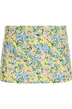 Midsummer Floral Oil Painting Frilled Bodycon Midi Skirt - Womenâ€™s Low Waist Vacation Skirt in Dopamine Colors