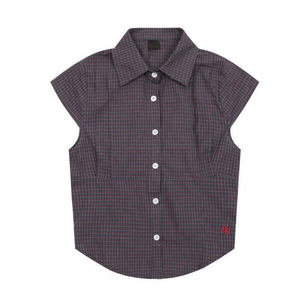 Minimalist American Red Plaid Collared Short Sleeve Shirt for Men and Women, Slim Fit, Spring/Summer Essential, Unisex Fashion