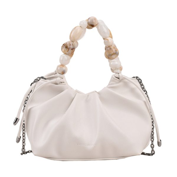 Minimalist Beaded Handbag for Women - Textured Wrinkled Crossbody Bag, Summer 2025 Fashion Essential
