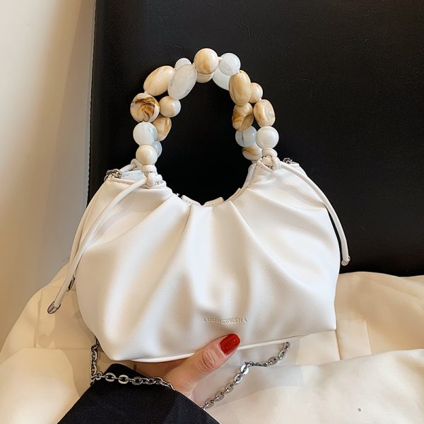Minimalist Beaded Handbag for Women - Textured Wrinkled Crossbody Bag, Summer 2025 Fashion Essential