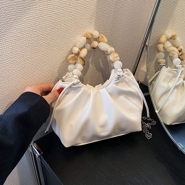 Minimalist Beaded Handbag for Women - Textured Wrinkled Crossbody Bag, Summer 2025 Fashion Essential