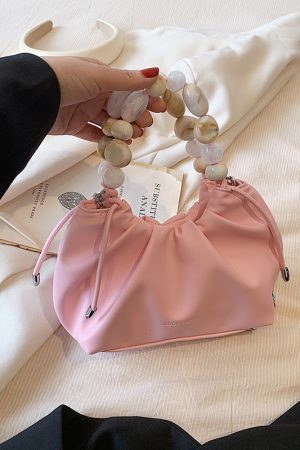 Minimalist Beaded Handbag for Women - Textured Wrinkled Crossbody Bag, Summer 2025 Fashion Essential