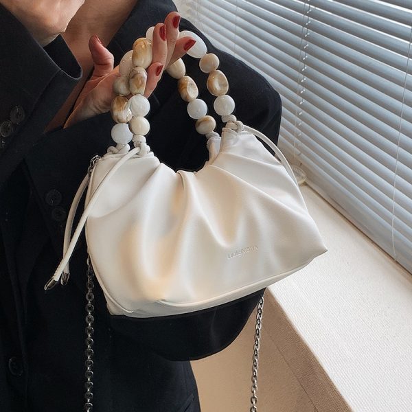 Minimalist Beaded Handbag for Women - Textured Wrinkled Crossbody Bag, Summer 2025 Fashion Essential