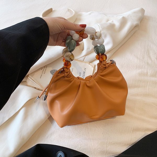 Minimalist Beaded Handbag for Women - Textured Wrinkled Crossbody Bag, Summer 2025 Fashion Essential