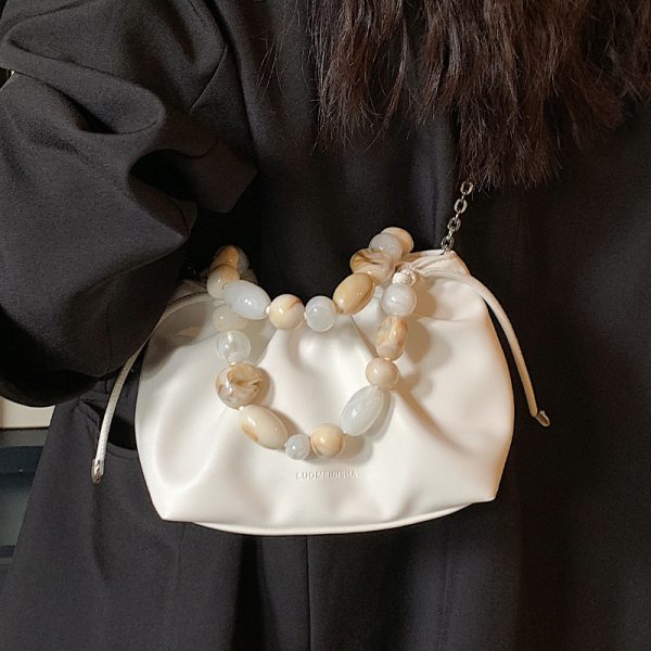 Minimalist Beaded Handbag for Women - Textured Wrinkled Crossbody Bag, Summer 2025 Fashion Essential