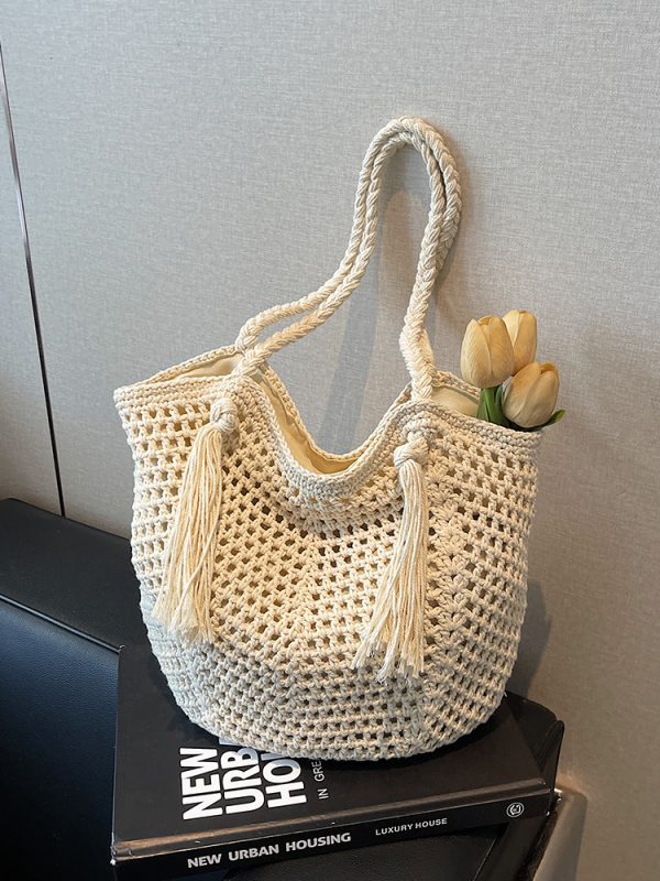 Minimalist Hollow Large-Capacity Tote Bag - Fashionable Summer Beach Vacation Bag 2025