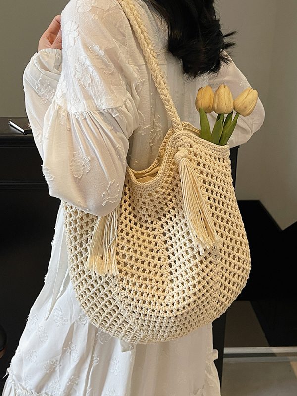 Minimalist Hollow Large-Capacity Tote Bag - Fashionable Summer Beach Vacation Bag 2025