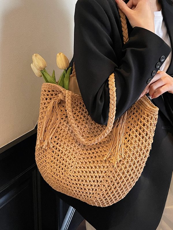 Minimalist Hollow Large-Capacity Tote Bag - Fashionable Summer Beach Vacation Bag 2025