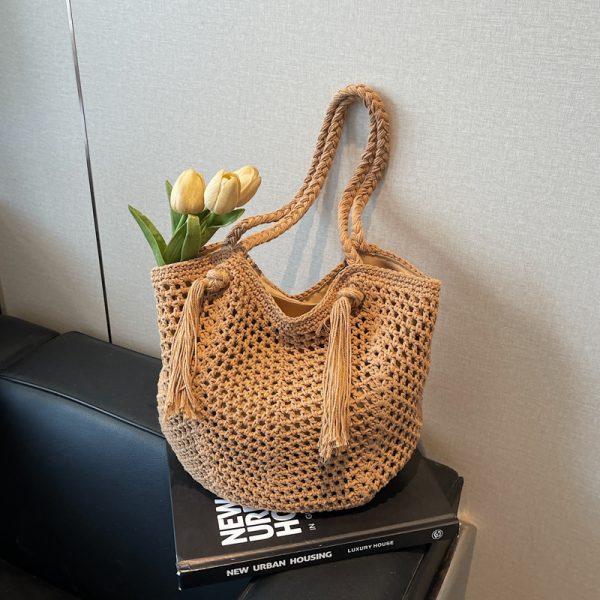 Minimalist Hollow Large-Capacity Tote Bag - Fashionable Summer Beach Vacation Bag 2025