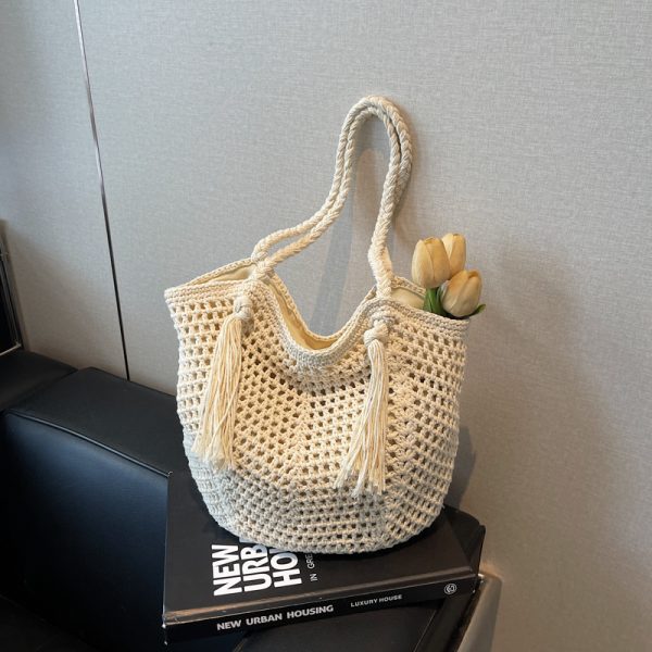 Minimalist Hollow Large-Capacity Tote Bag - Fashionable Summer Beach Vacation Bag 2025