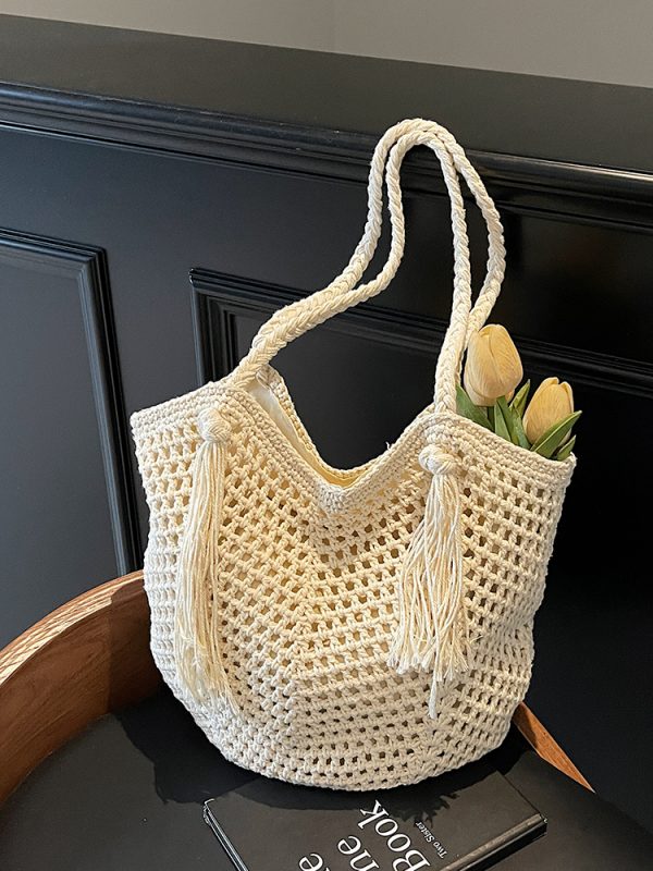 Minimalist Hollow Large-Capacity Tote Bag - Fashionable Summer Beach Vacation Bag 2025