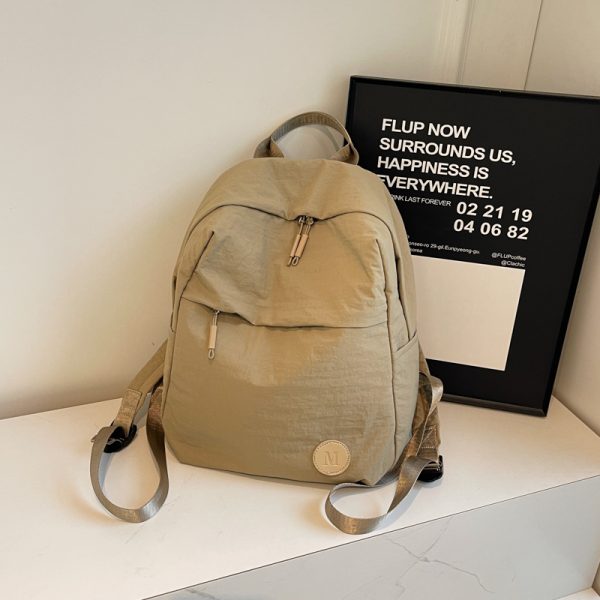 Minimalist Korean-Style Women's Backpack 2025 - Ultra-Light Nylon Fabric Student Book Bag for Travel & Daily Use