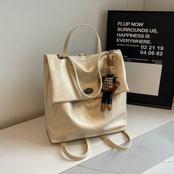 Minimalist Lightweight Backpack for Women - Large Capacity Commuting Tote Bucket Bag for College - Autumn 2025 Fashion