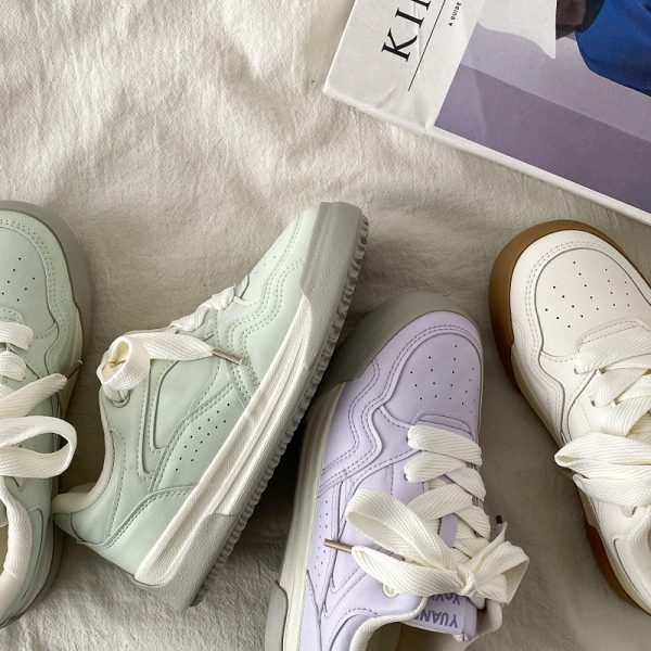 Mint Green Thick-Soled Board Shoes for Women - Versatile Casual Sports Sneakers for Spring 2025, Trendy & Comfortable