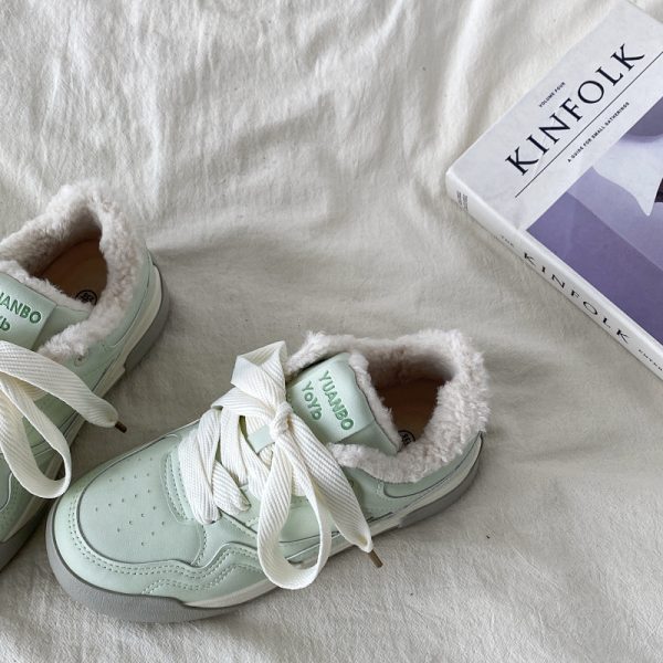 Mint Green Thick-Soled Board Shoes for Women - Versatile Casual Sports Sneakers for Spring 2025, Trendy & Comfortable