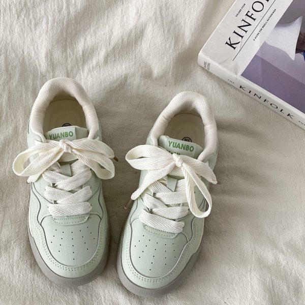 Mint Green Thick-Soled Board Shoes for Women - Versatile Casual Sports Sneakers for Spring 2025, Trendy & Comfortable