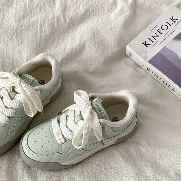 Mint Green Thick-Soled Board Shoes for Women - Versatile Casual Sports Sneakers for Spring 2025, Trendy & Comfortable