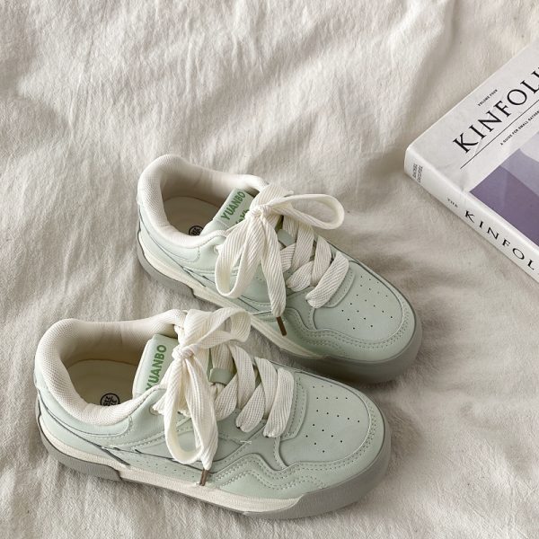 Mint Green Thick-Soled Board Shoes for Women - Versatile Casual Sports Sneakers for Spring 2025, Trendy & Comfortable
