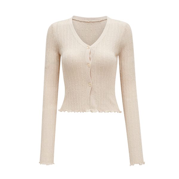 Multi-Color Slim Fit Long Sleeve V-Neck Knitted Cardigan Top for Women - European and American Style Y2K Fashion