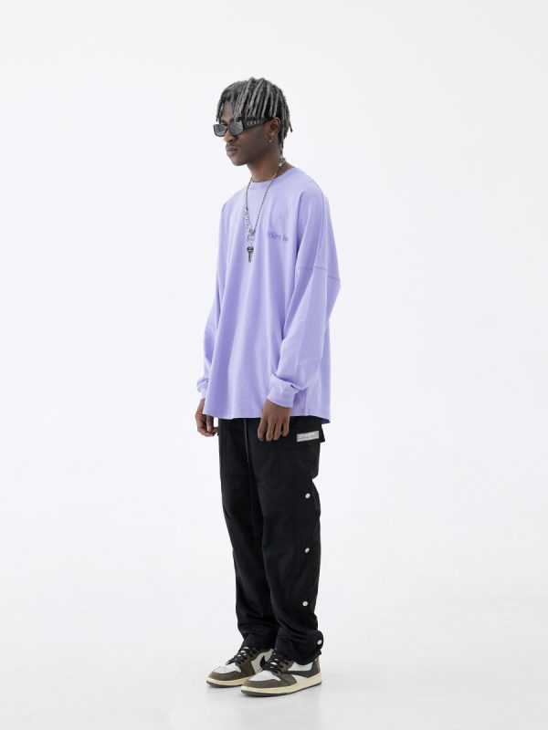 Multicolor Retro Print Loose Long Sleeve T-shirt for Boys - 90s Inspired Streetwear Style