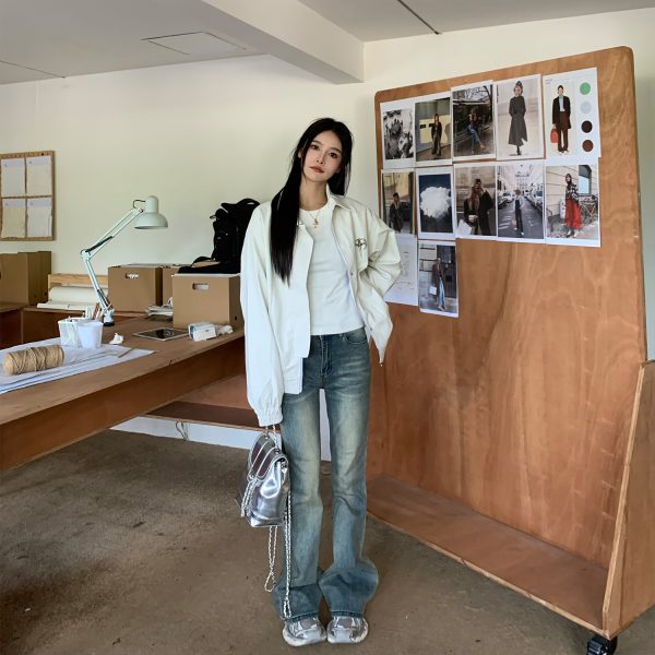 Narrow Version Slimming Micro-Flare Jeans for Women - Mid-Waist Long Pants for Shorter Individuals - Spring Autumn 2025 Style