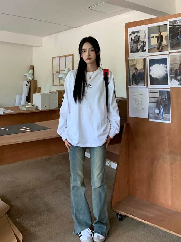 Narrow Version Slimming Micro-Flare Jeans for Women - Mid-Waist Long Pants for Shorter Individuals - Spring Autumn 2025 Style