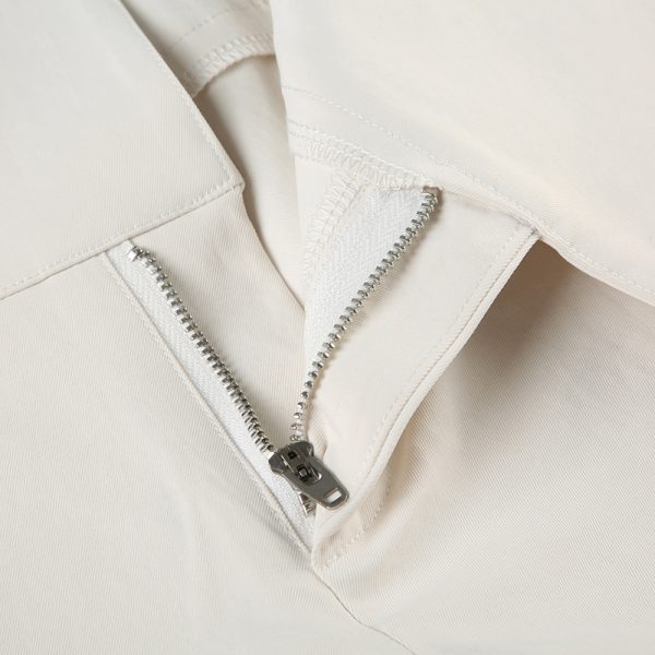 Off-White Wide-Leg Casual Pants for Women, Unique Button Design, Loose Fit, Slimming Long Trousers, Versatile Everyday Style