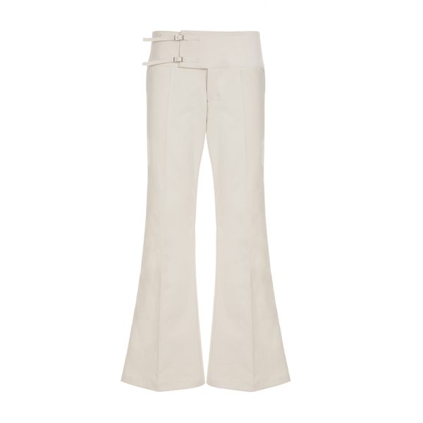 Off-White Wide-Leg Casual Pants for Women, Unique Button Design, Loose Fit, Slimming Long Trousers, Versatile Everyday Style