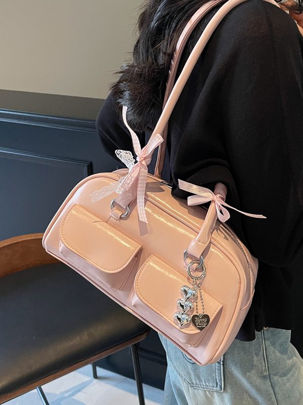 Oil Wax Leather Commuting Pillow Bag for Women - Versatile Large Capacity Shoulder Underarm Bag for Spring 2025 Fashion