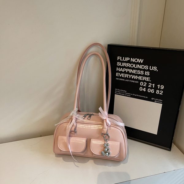 Oil Wax Leather Commuting Pillow Bag for Women - Versatile Large Capacity Shoulder Underarm Bag for Spring 2025 Fashion