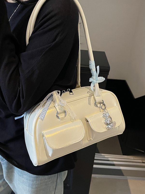 Oil Wax Leather Commuting Pillow Bag for Women - Versatile Large Capacity Shoulder Underarm Bag for Spring 2025 Fashion