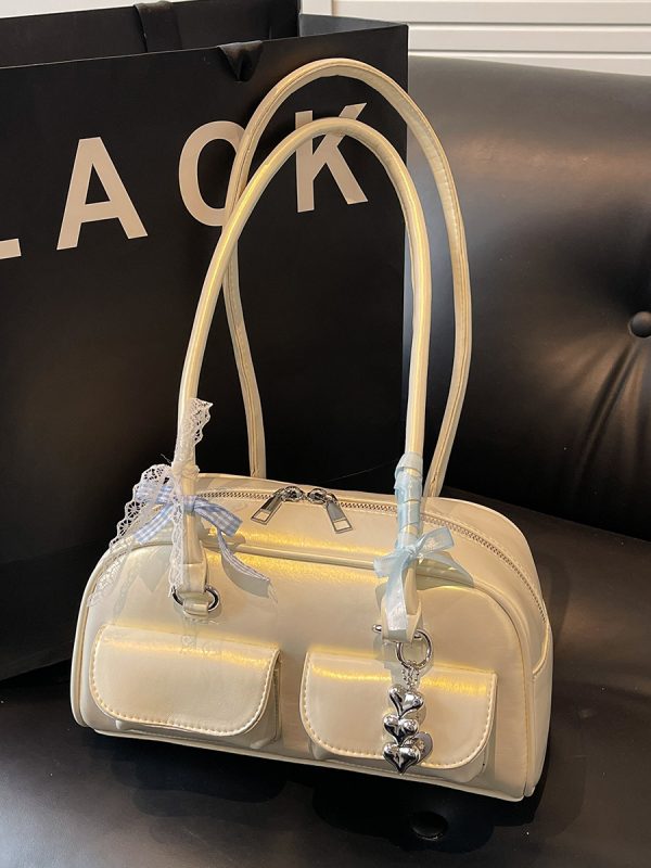 Oil Wax Leather Commuting Pillow Bag for Women - Versatile Large Capacity Shoulder Underarm Bag for Spring 2025 Fashion