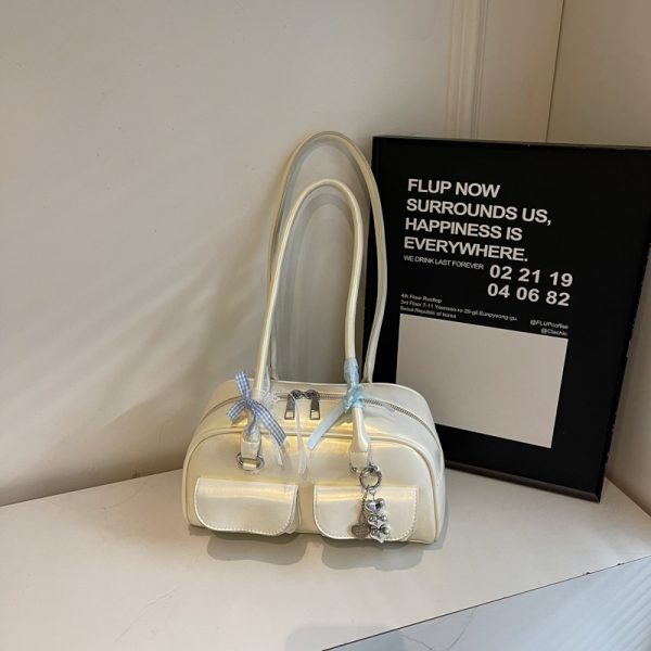 Oil Wax Leather Commuting Pillow Bag for Women - Versatile Large Capacity Shoulder Underarm Bag for Spring 2025 Fashion