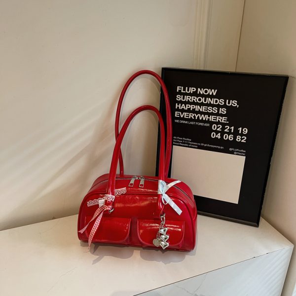 Oil Wax Leather Commuting Pillow Bag for Women - Versatile Large Capacity Shoulder Underarm Bag for Spring 2025 Fashion