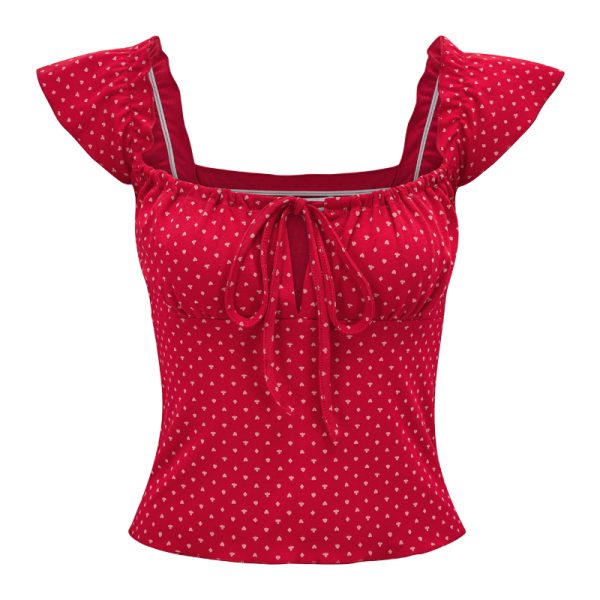 One-Shoulder Tie T-Shirt for Women - Sexy Slim Fit with Ruffled Edges, European American Style, Y2K Short Top