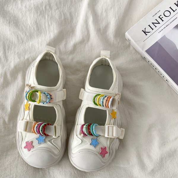 Open-Toe Sports Sandals for Women - 2025 Summer Breathable Ugly-Cute Dad Shoes in White, Trendy Casual Footwear