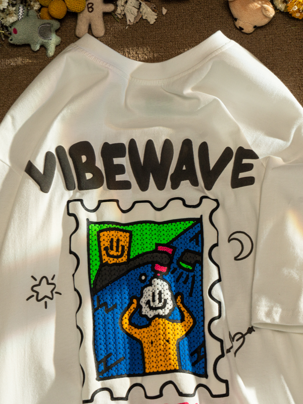 Oversized American Style Cartoon Print Short Sleeve T-Shirt for Men & Women, Plus Size Couple Outfit, Casual Cotton Top