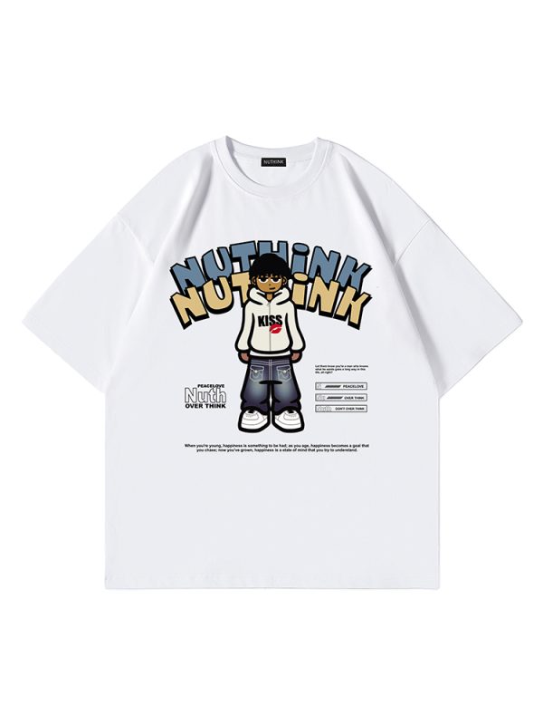 Oversized Funny Cartoon Printed Short-Sleeve T-Shirt for Men, Summer Streetwear, Casual Loose Fit, Trending Graphic Tee