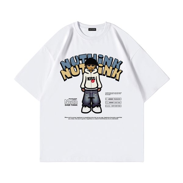 Oversized Funny Cartoon Printed Short-Sleeve T-Shirt for Men, Summer Streetwear, Casual Loose Fit, Trending Graphic Tee