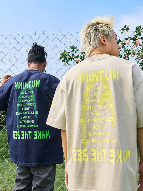 Oversized Hip-Hop Dopamine Letter Short Sleeve T-Shirt - Unisex American Streetwear, 2025 Trend, Casual Urban Style
