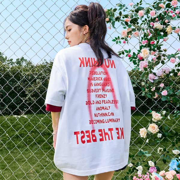Oversized Hip-Hop Dopamine Letter Short Sleeve T-Shirt - Unisex American Streetwear, 2025 Trend, Casual Urban Style