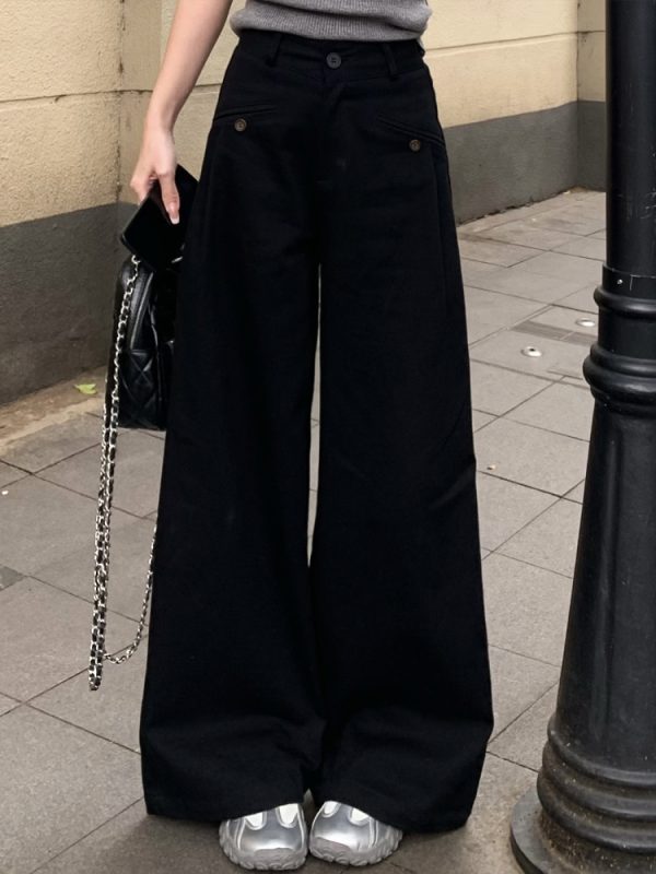 Pear Shape Wide Leg Jeans for Women - Mid Waist Loose Slimming A-Line Workwear Pants - Versatile Floor-Length Style