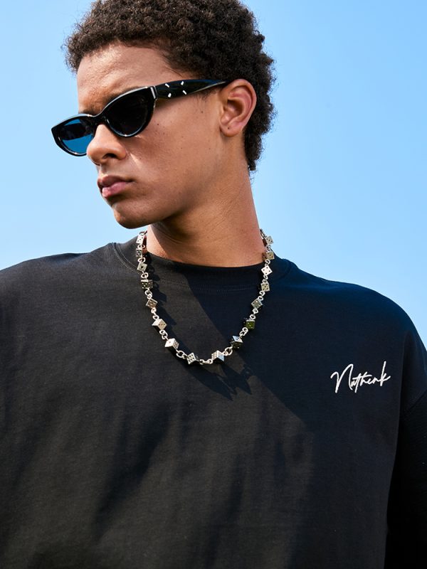 Pearl Letter Short Sleeve T-Shirt - American Vintage Streetwear Heavyweight Unisex Tee for Summer 2025 - Casual Y2K Style