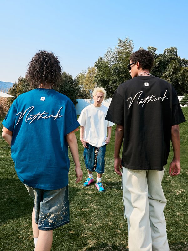 Pearl Letter Short Sleeve T-Shirt - American Vintage Streetwear Heavyweight Unisex Tee for Summer 2025 - Casual Y2K Style