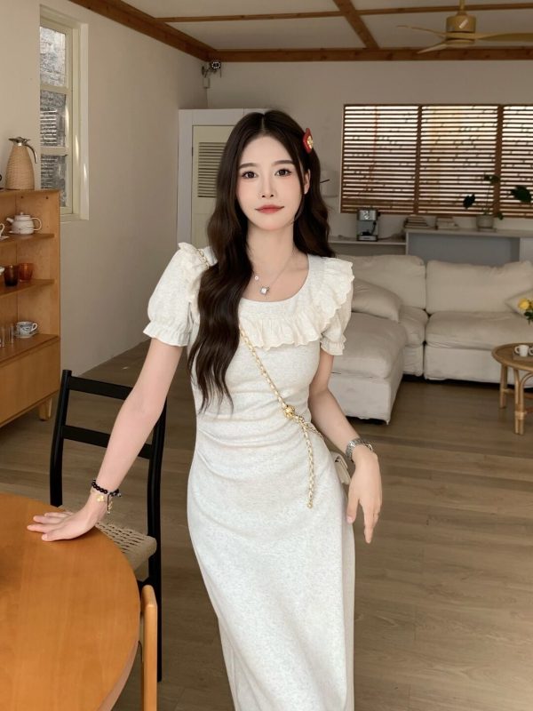 Petite Pear-Shaped French Half-Sleeve Dress - 2025 New Summer Style with Long Skirt for Effortless Elegance